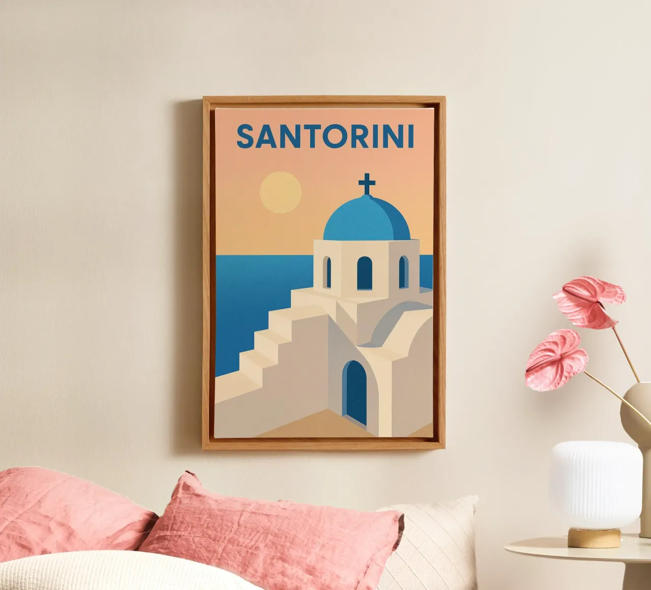 SANTORINI - The solar purity of the Cyclades canvas by JETLAG | affiches voyage