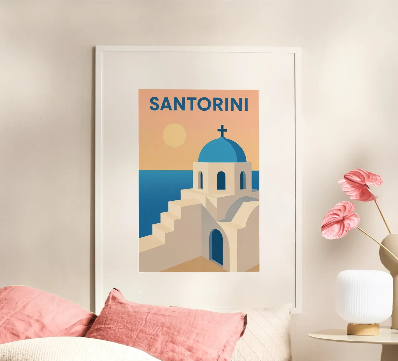 SANTORINI - La purezza solare delle Cicladi carta hahnemühle da JETLAG | affiches voyage
