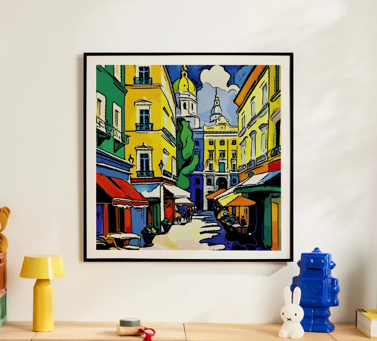 Viaggiare in Europa, motivo 9 poster con telaio in legno da ZAMART - PopArt