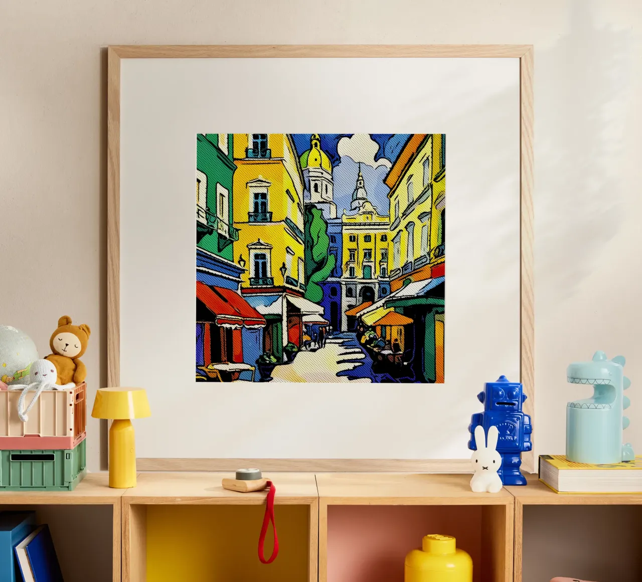 Viaggiare in Europa, motivo 9 poster con telaio in legno da ZAMART - PopArt