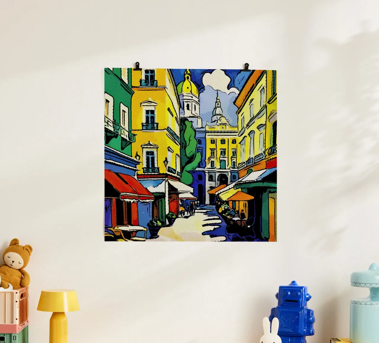 Viaggiare in Europa, motivo 9 poster con telaio in legno da ZAMART - PopArt