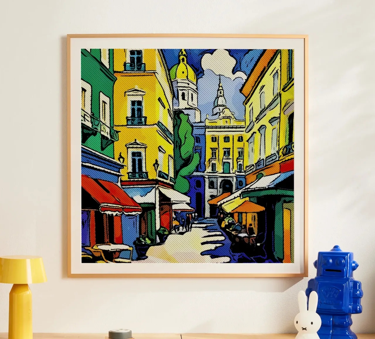 Viaggiare in Europa, motivo 9 poster con telaio in legno da ZAMART - PopArt