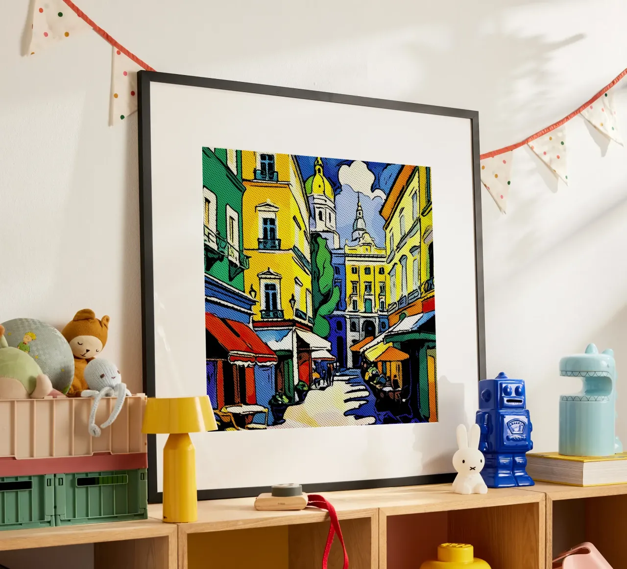 Viaggiare in Europa, motivo 9 poster con telaio in legno da ZAMART - PopArt