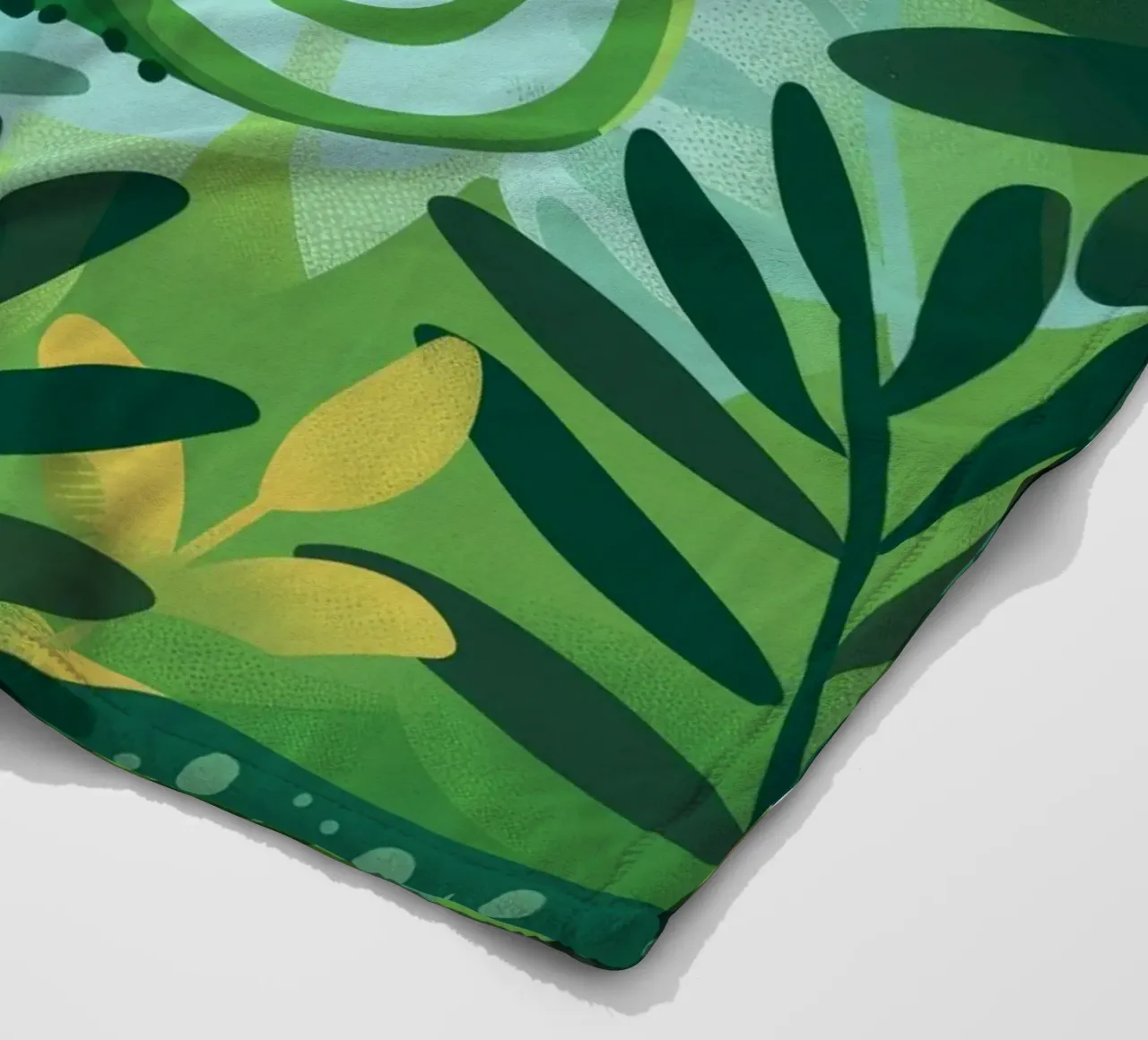 Whimsical chameleon perched on branch in lush jungle fleece blanket by DesignDoodle
