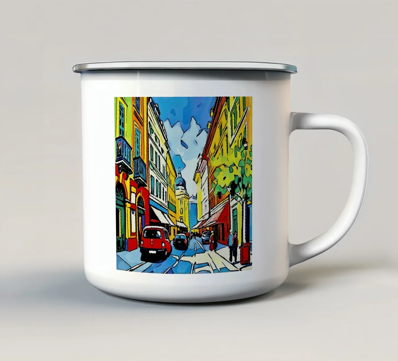 Viaggiare in Europa, motivo 10 tazza in smalto da ZAMART - PopArt