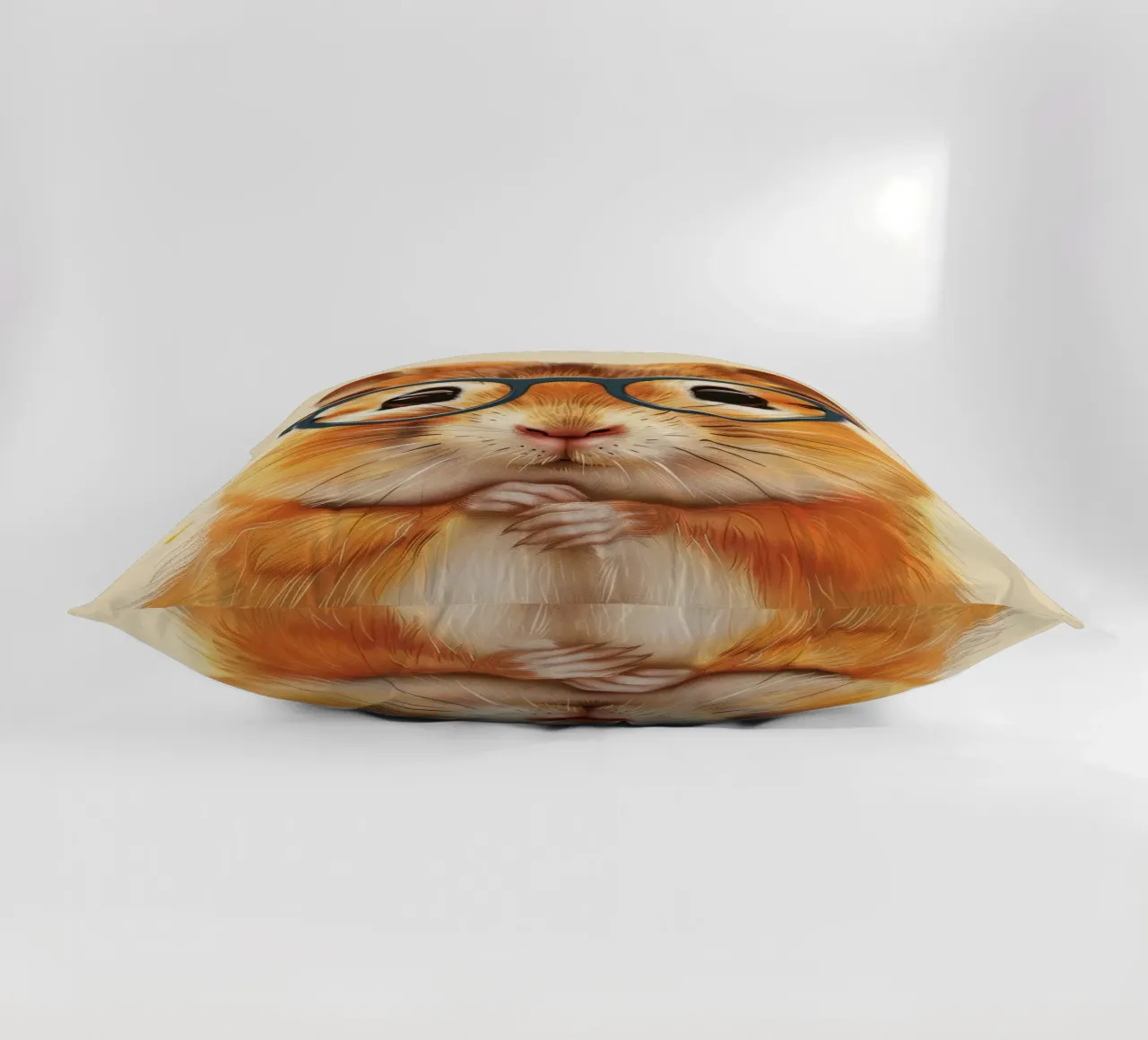Hamster wearing glasses with a thoughtful expression decorative cushion by DesignDoodle