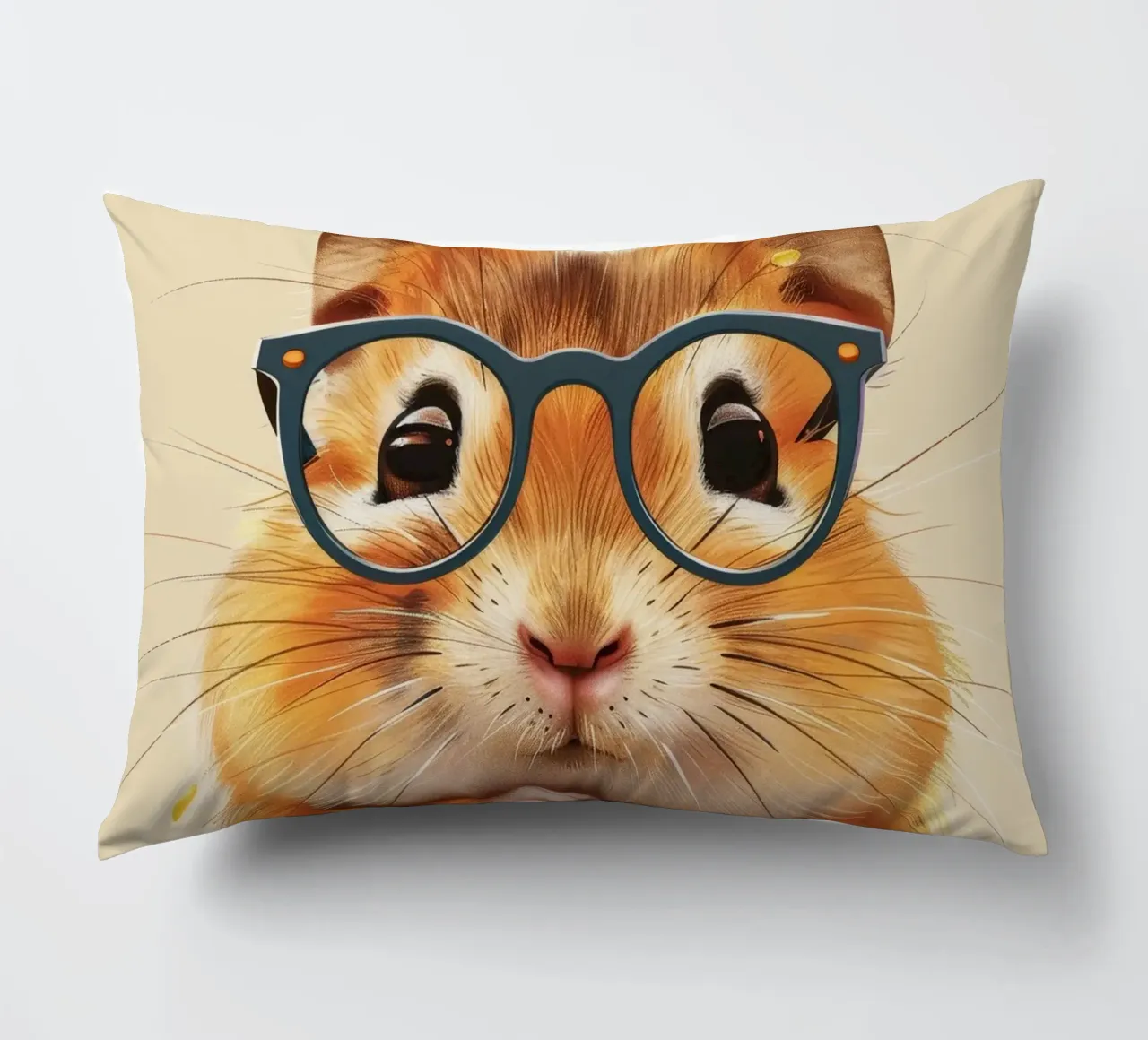 Hamster wearing glasses with a thoughtful expression decorative cushion by DesignDoodle