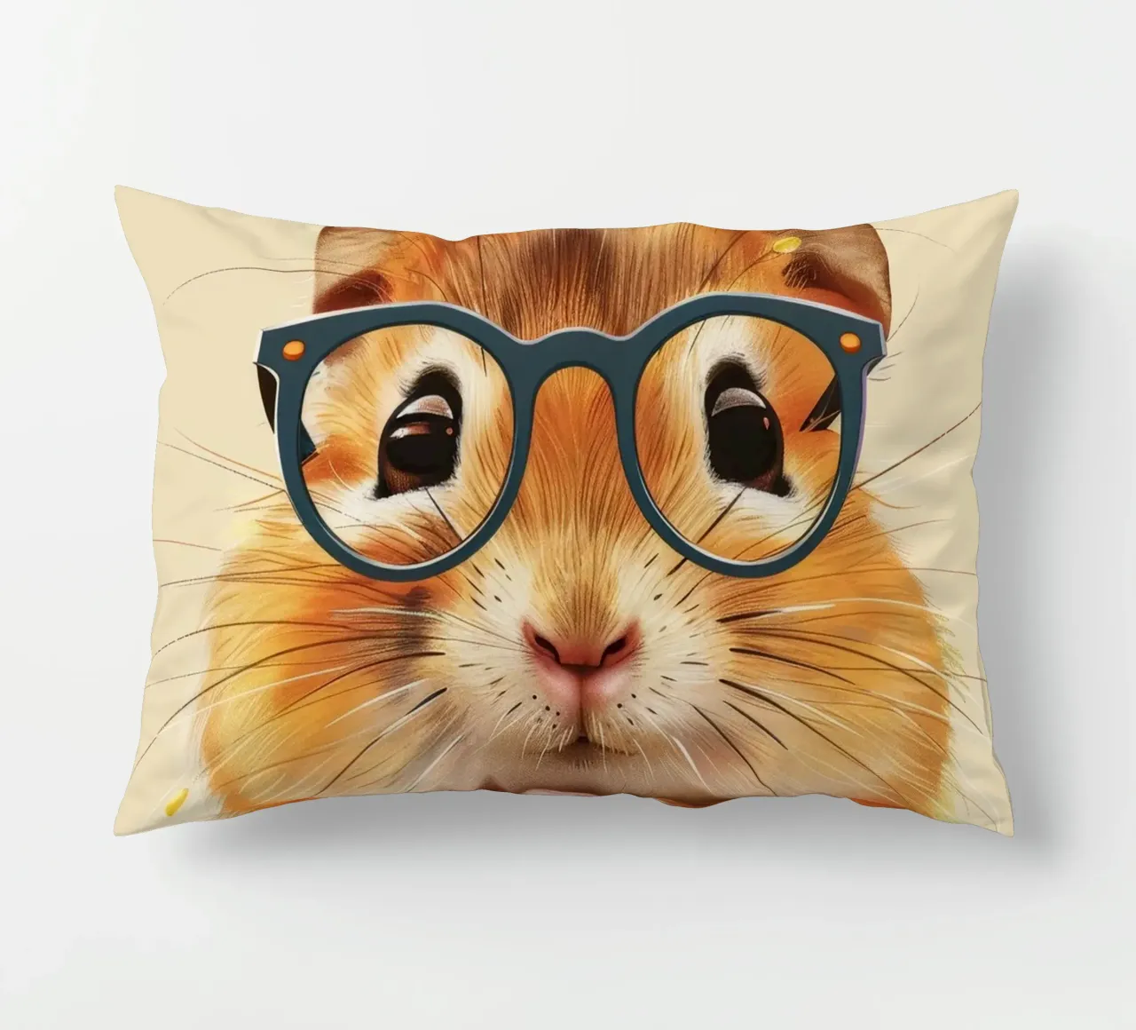 Hamster wearing glasses with a thoughtful expression decorative cushion by DesignDoodle