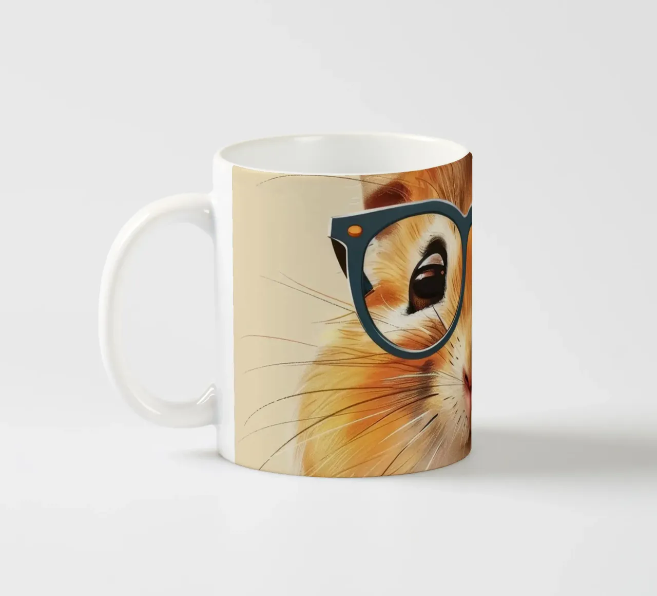 Criceto con occhiali e espressione pensierosa tazza in ceramica da DesignDoodle