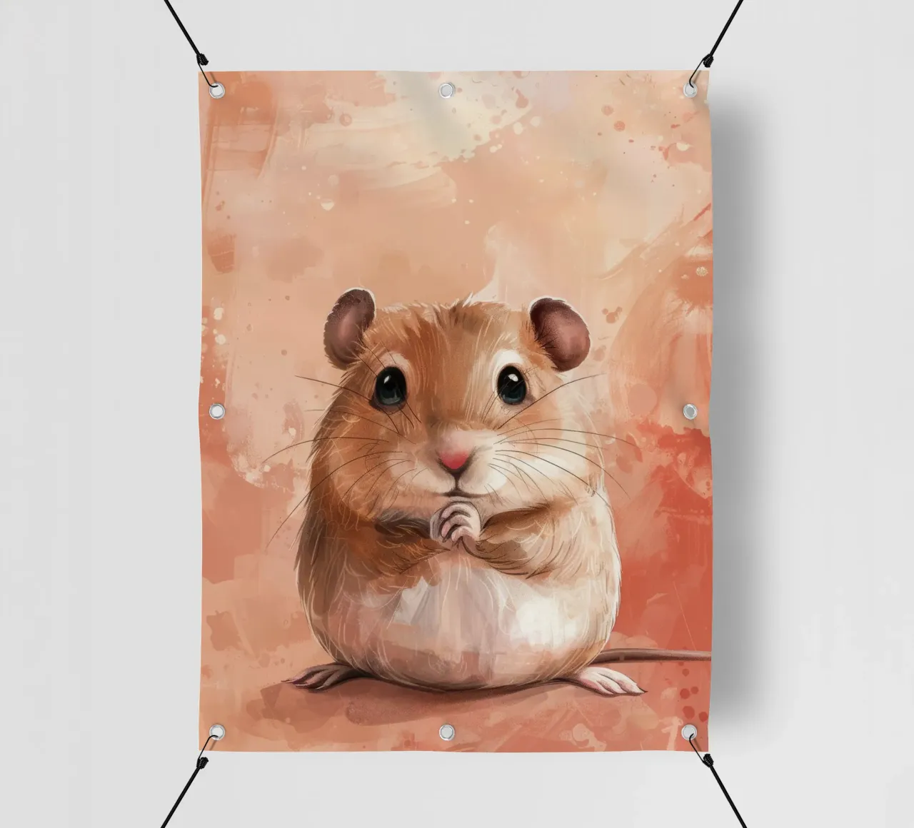 Niedlicher und flauschiger Hamster, der mit zusammengelegten Pfoten sitzt PVC Plane von DesignDoodle