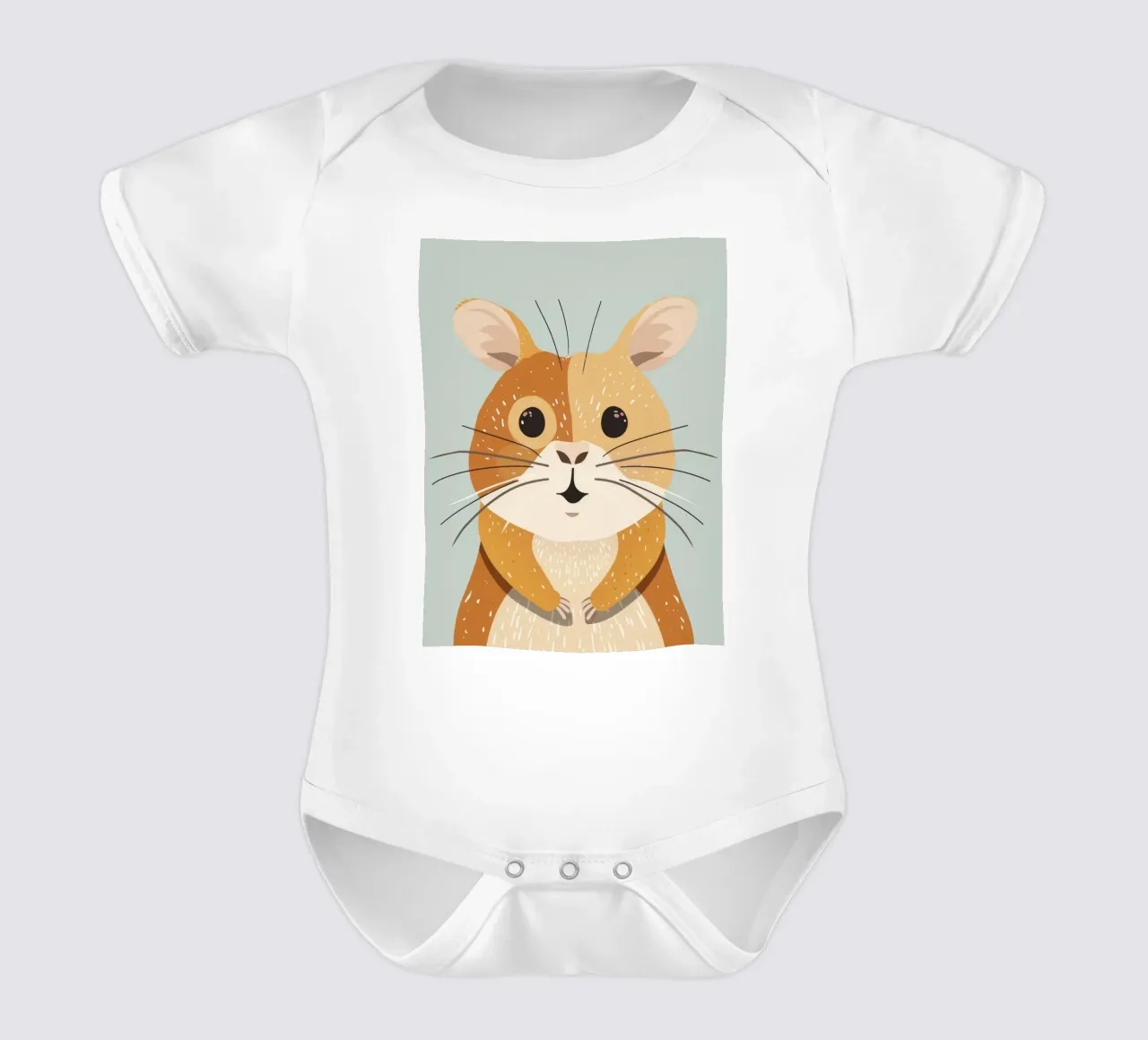 Simpatico criceto dei cartoni animati con occhi espressivi e morbida pelliccia body neonato maniche corte da DesignDoodle