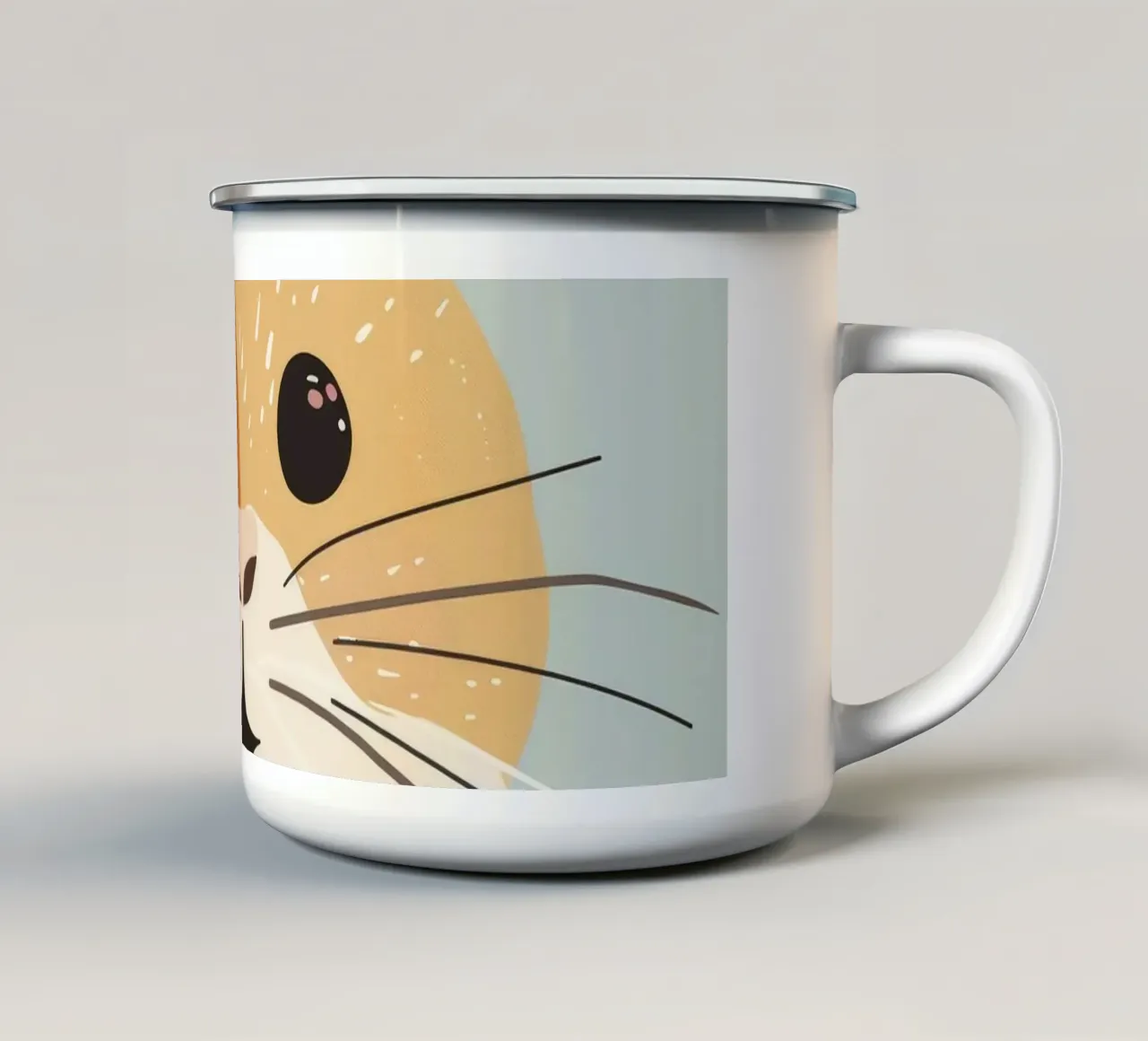 Simpatico criceto dei cartoni animati con occhi espressivi e morbida pelliccia tazza in smalto da DesignDoodle