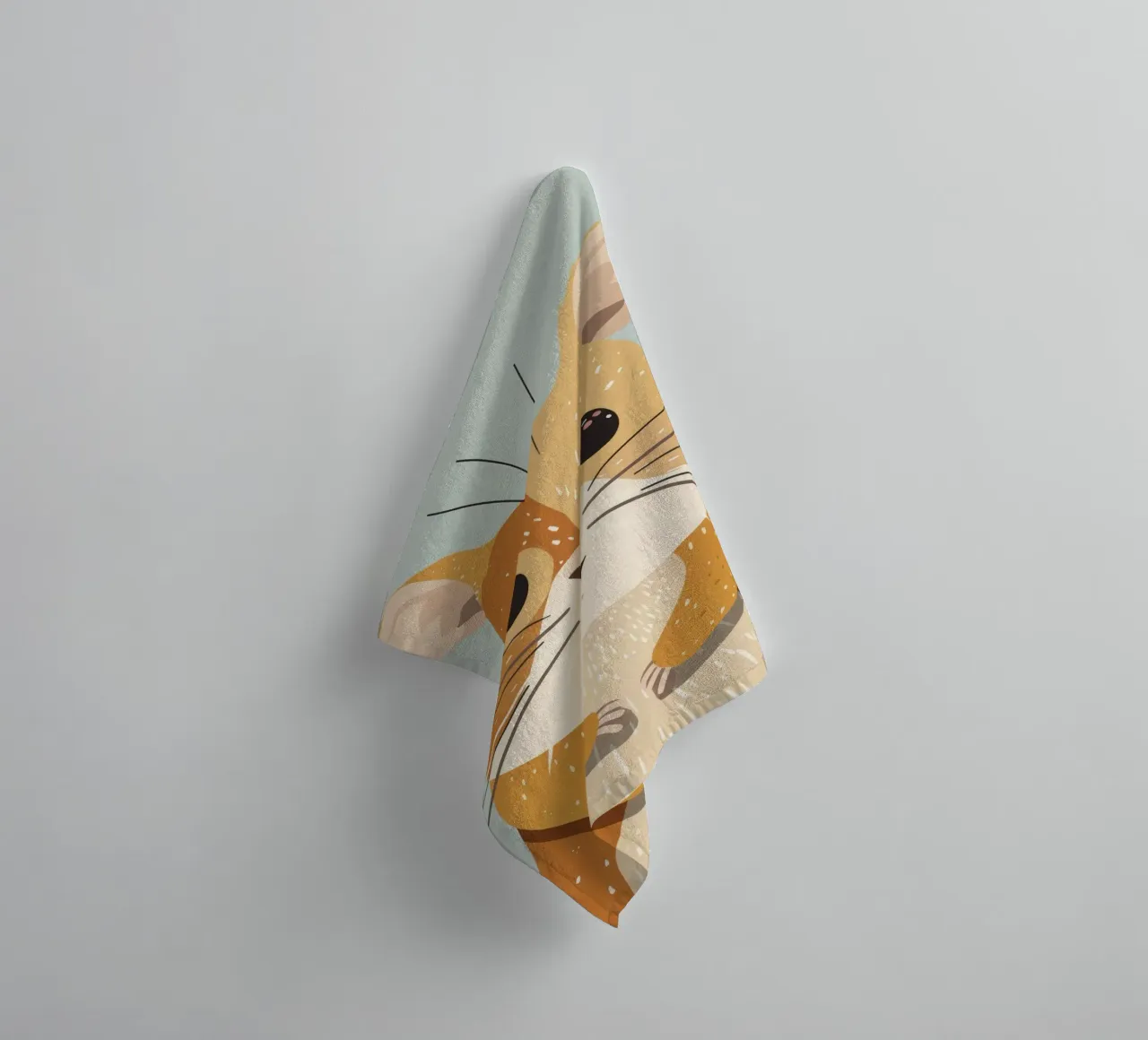 Cute cartoon hamster with expressive eyes and soft fur towel by DesignDoodle