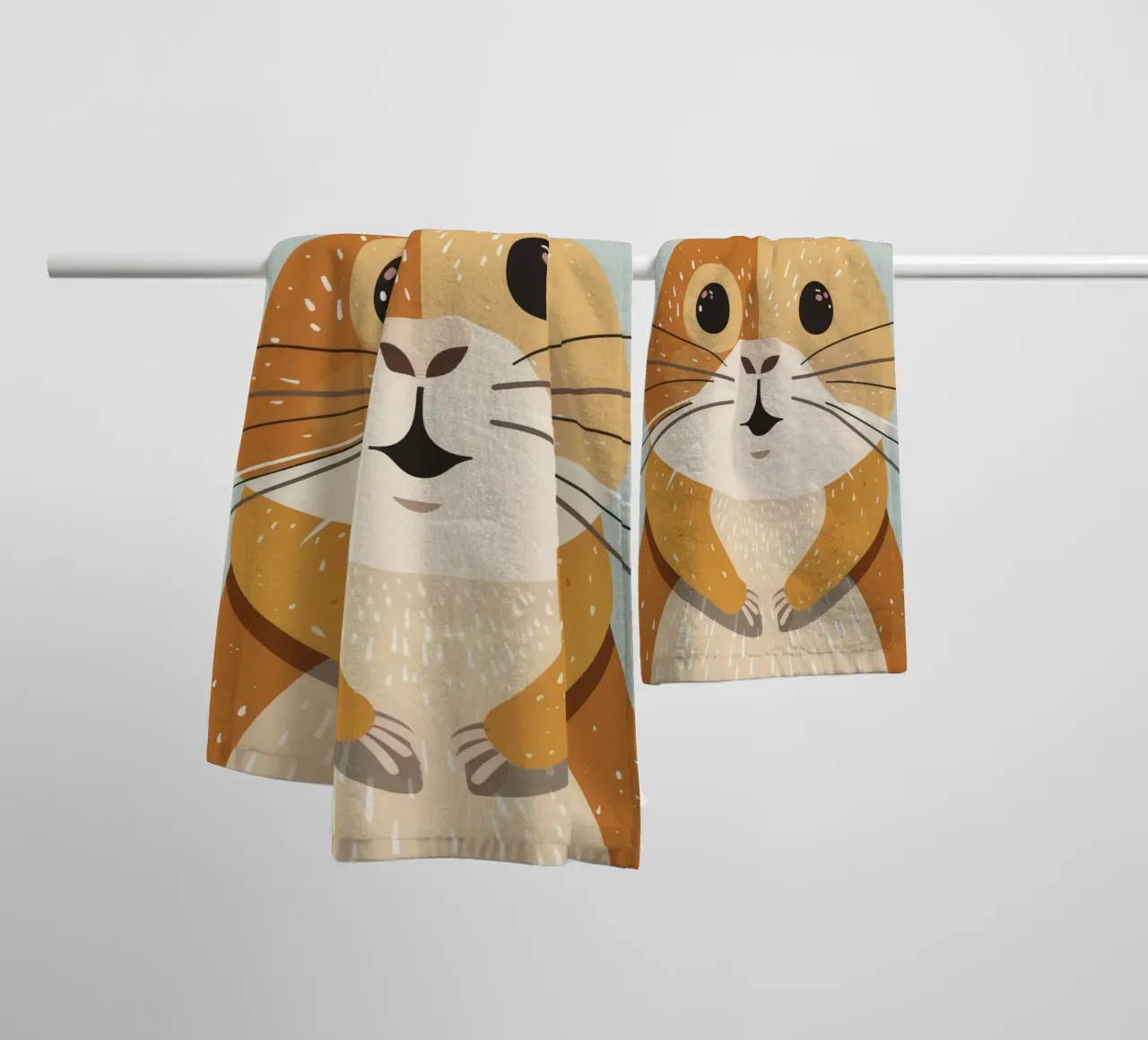 Cute cartoon hamster with expressive eyes and soft fur towel by DesignDoodle