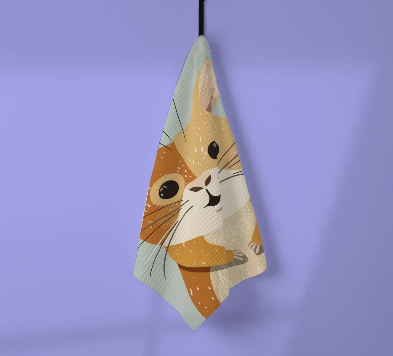 Mignon hamster de dessin animé aux yeux expressifs et à la fourrure douce torchon de DesignDoodle