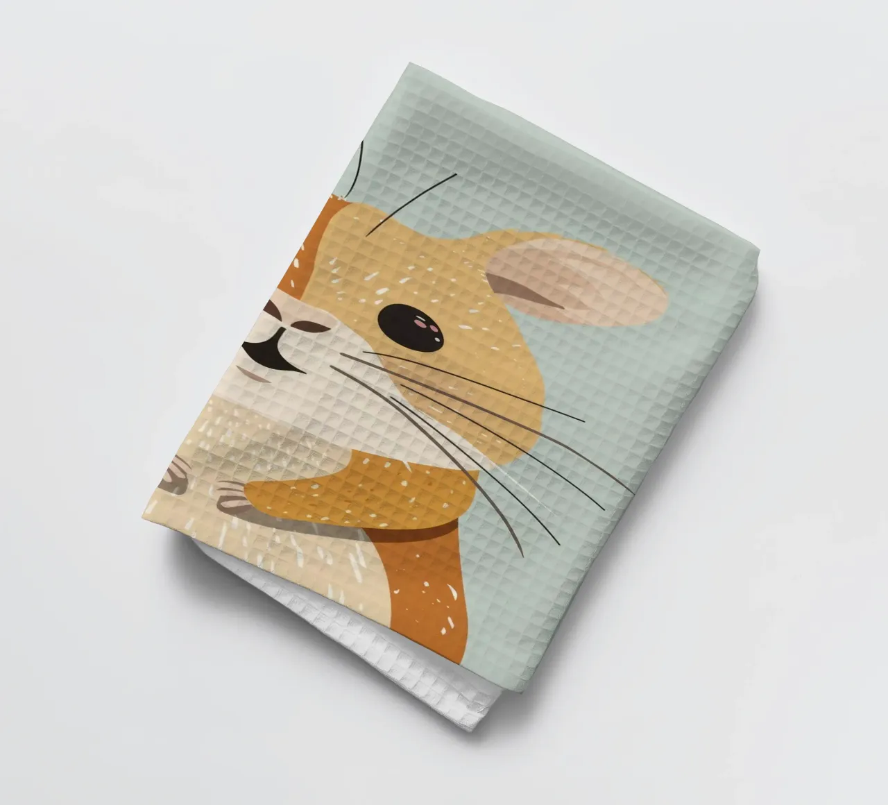 Mignon hamster de dessin animé aux yeux expressifs et à la fourrure douce torchon de DesignDoodle