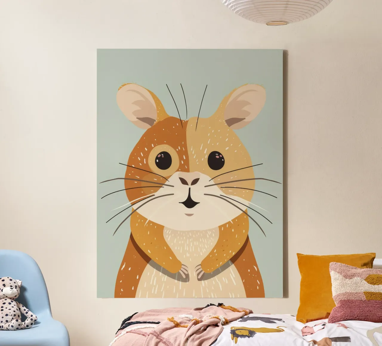 Cute cartoon hamster with expressive eyes and soft fur canvas with Floater frame by DesignDoodle