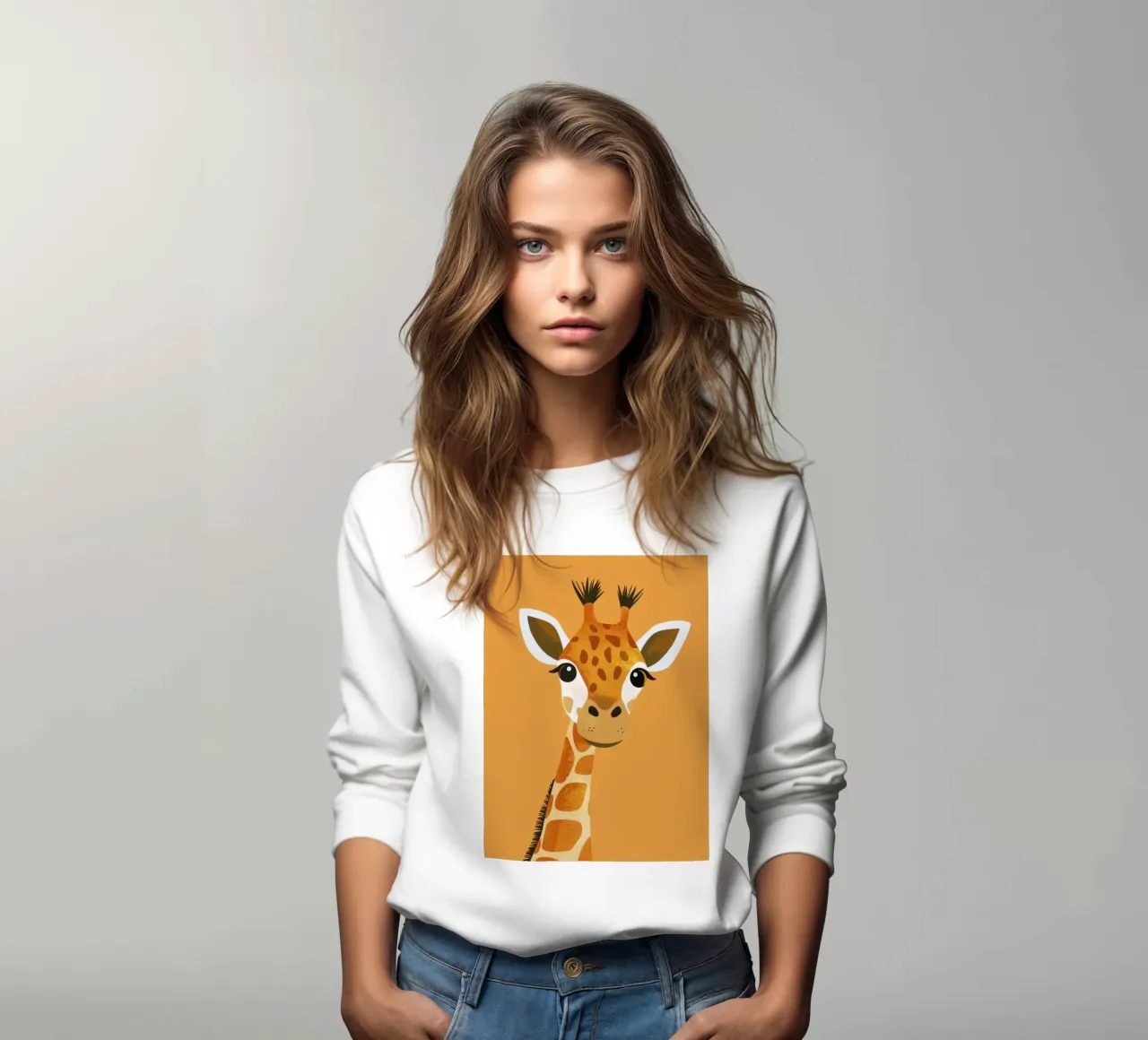 giraffa con grande sorriso su sfondo caldo felpa da DesignDoodle
