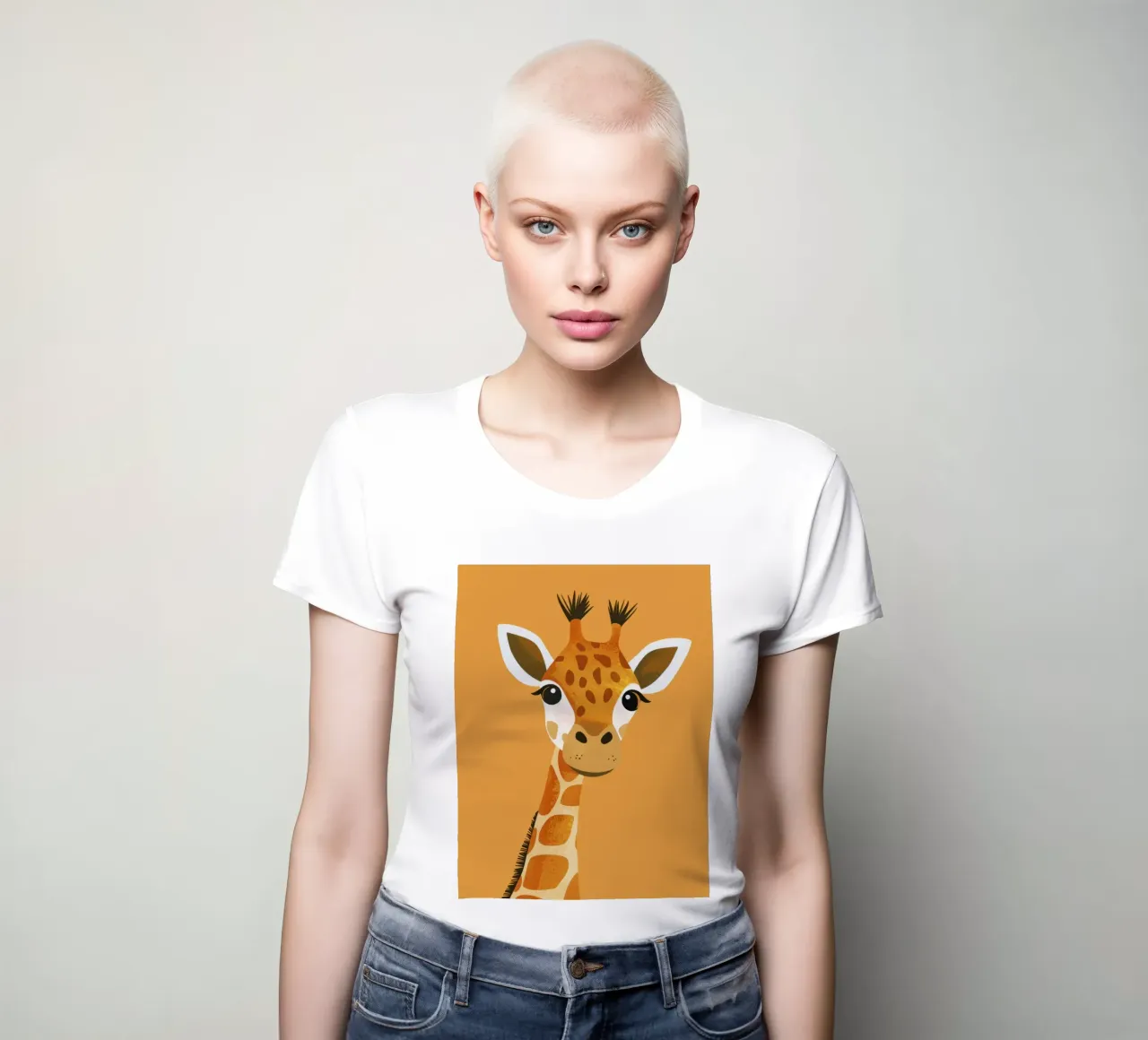giraffa con grande sorriso su sfondo caldo t-shirt da donna da DesignDoodle