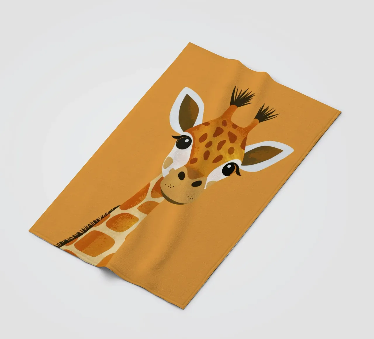 giraffe with big smile set against warm background fleece blanket by DesignDoodle