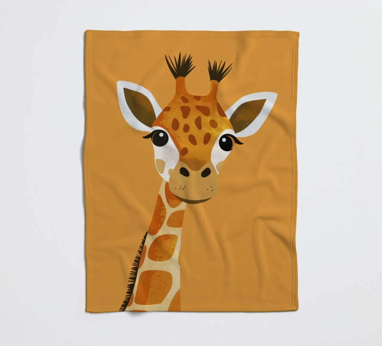 giraffe with big smile set against warm background fleece blanket by DesignDoodle