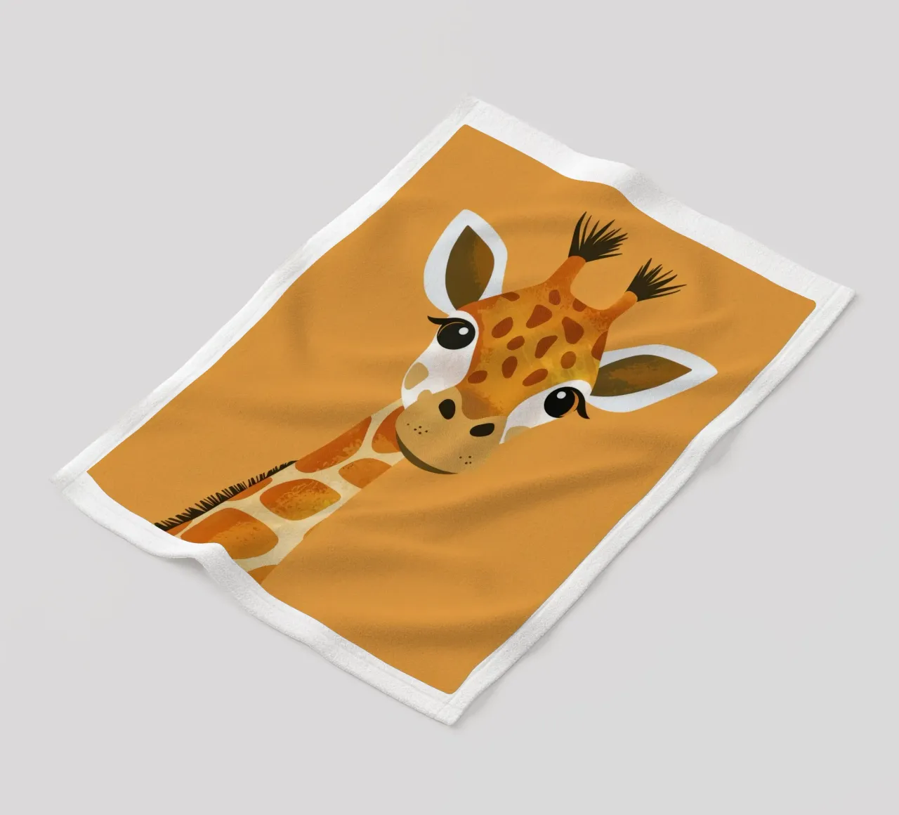 giraffe with big smile set against warm background fleece blanket by DesignDoodle