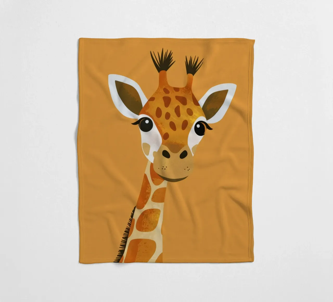 giraffe with big smile set against warm background fleece blanket by DesignDoodle
