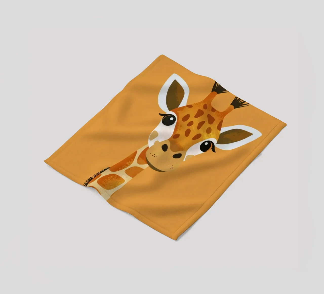 giraffe with big smile set against warm background fleece blanket by DesignDoodle