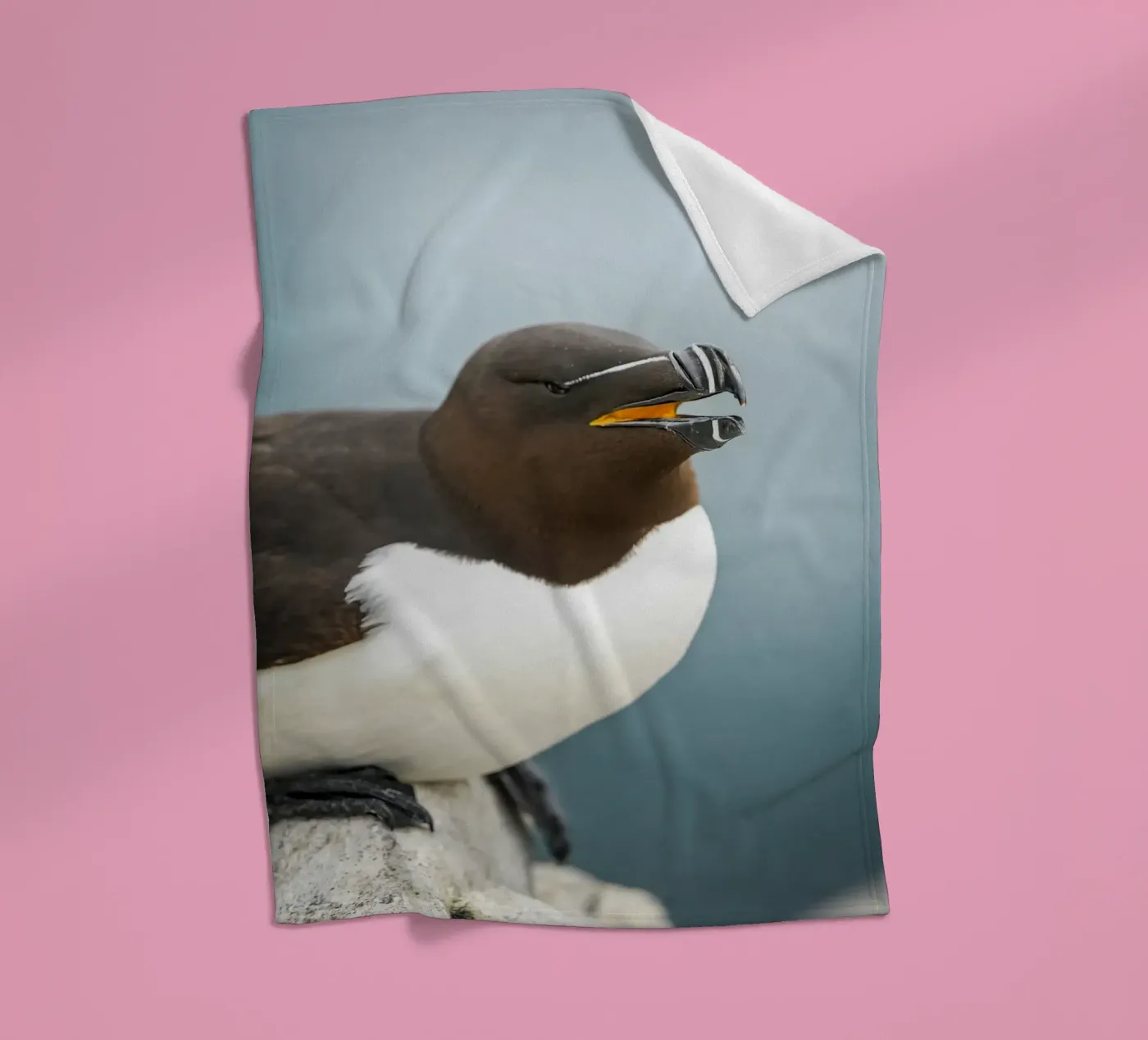 Razorbill fleece blanket by Tom's Wildlife