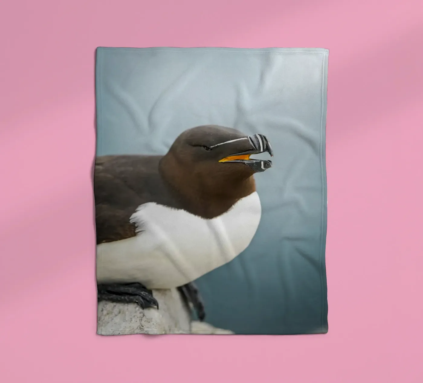 Razorbill fleece blanket by Tom's Wildlife