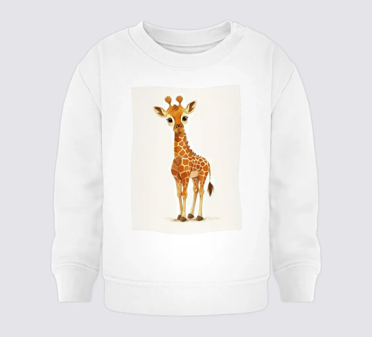 Personaggio di giraffa in piedi con espressione curiosa felpa neonato da DesignDoodle