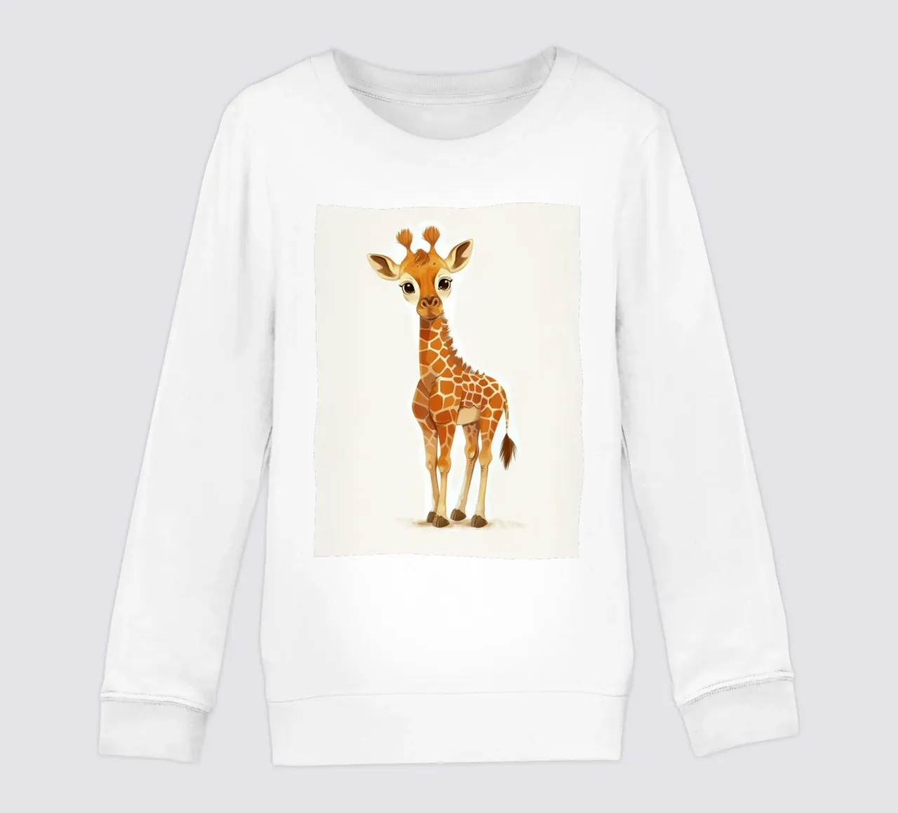 Personaggio di giraffa in piedi con espressione curiosa felpa bambino da DesignDoodle