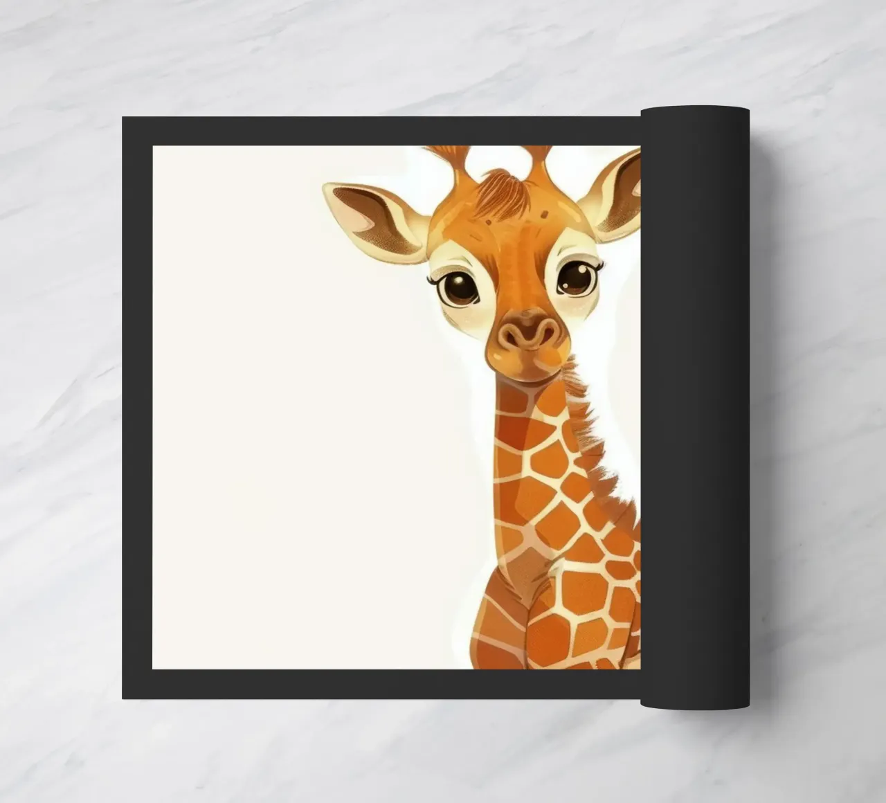 Giraffe character standing with a curious expression doormat by DesignDoodle