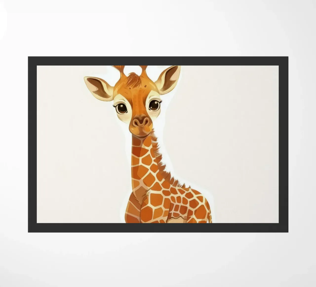 Giraffe character standing with a curious expression doormat by DesignDoodle