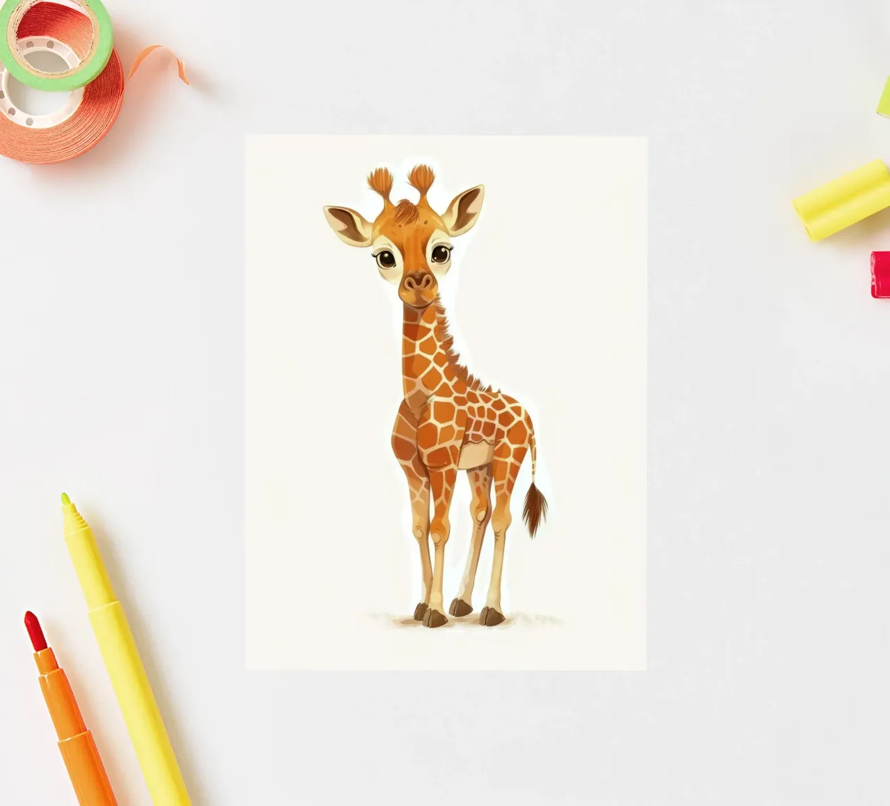 Giraffe character standing with a curious expression sticker by DesignDoodle