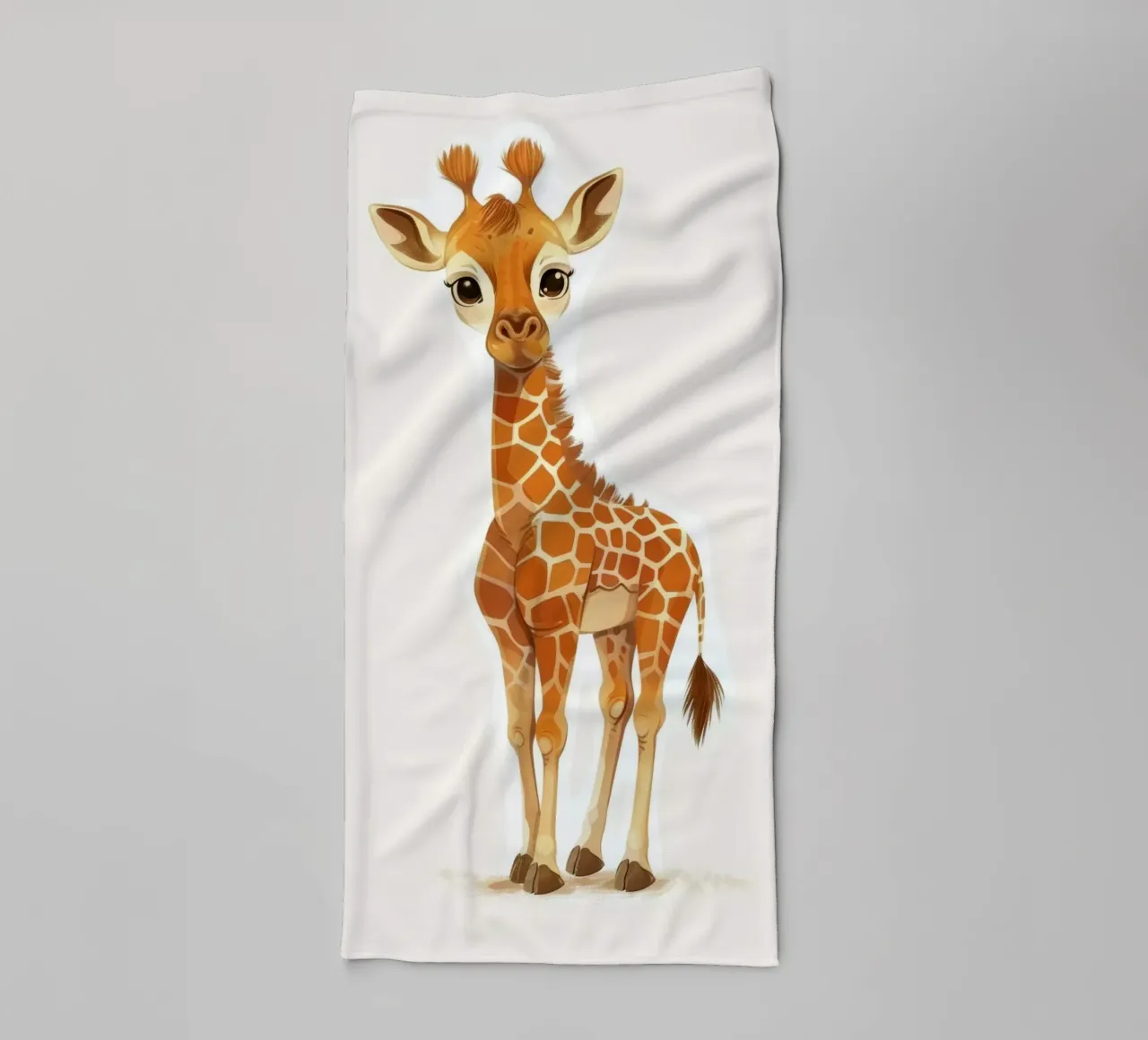 Giraffe character standing with a curious expression towel by DesignDoodle