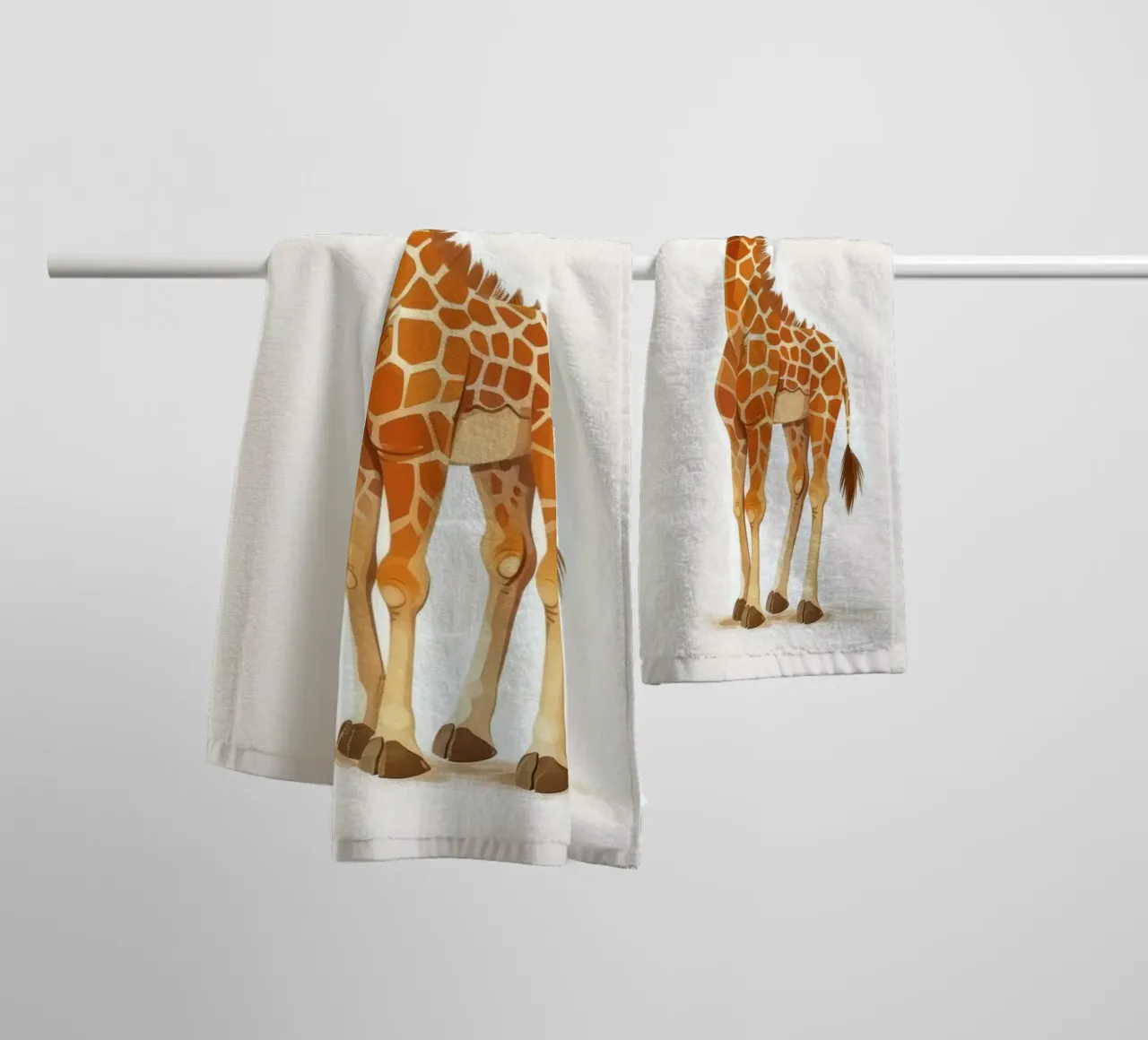 Giraffe character standing with a curious expression towel by DesignDoodle