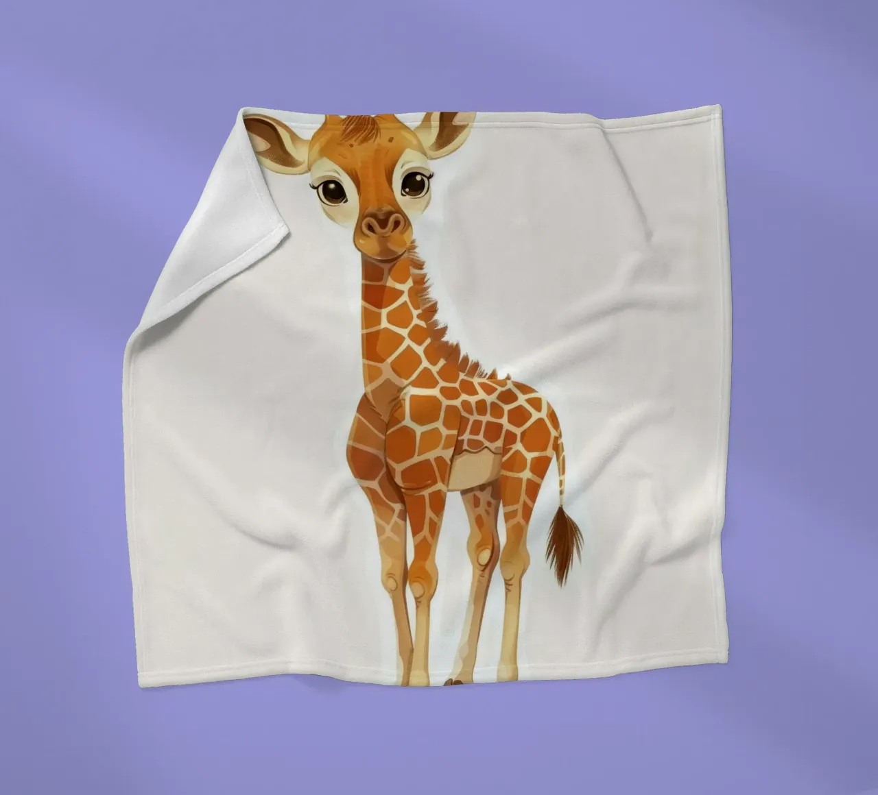Giraffe character standing with a curious expression fleece blanket by DesignDoodle