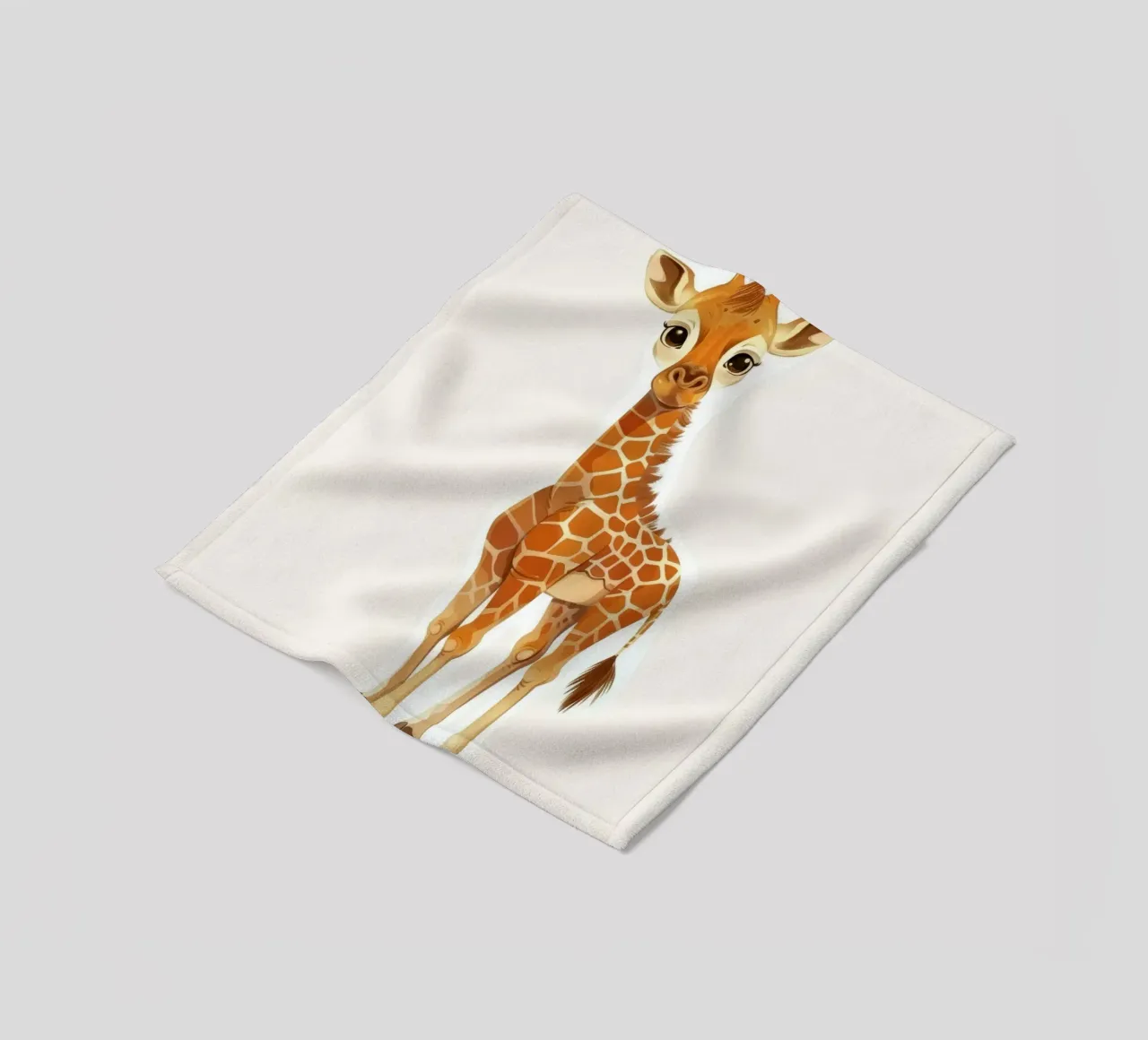 Giraffe character standing with a curious expression fleece blanket by DesignDoodle