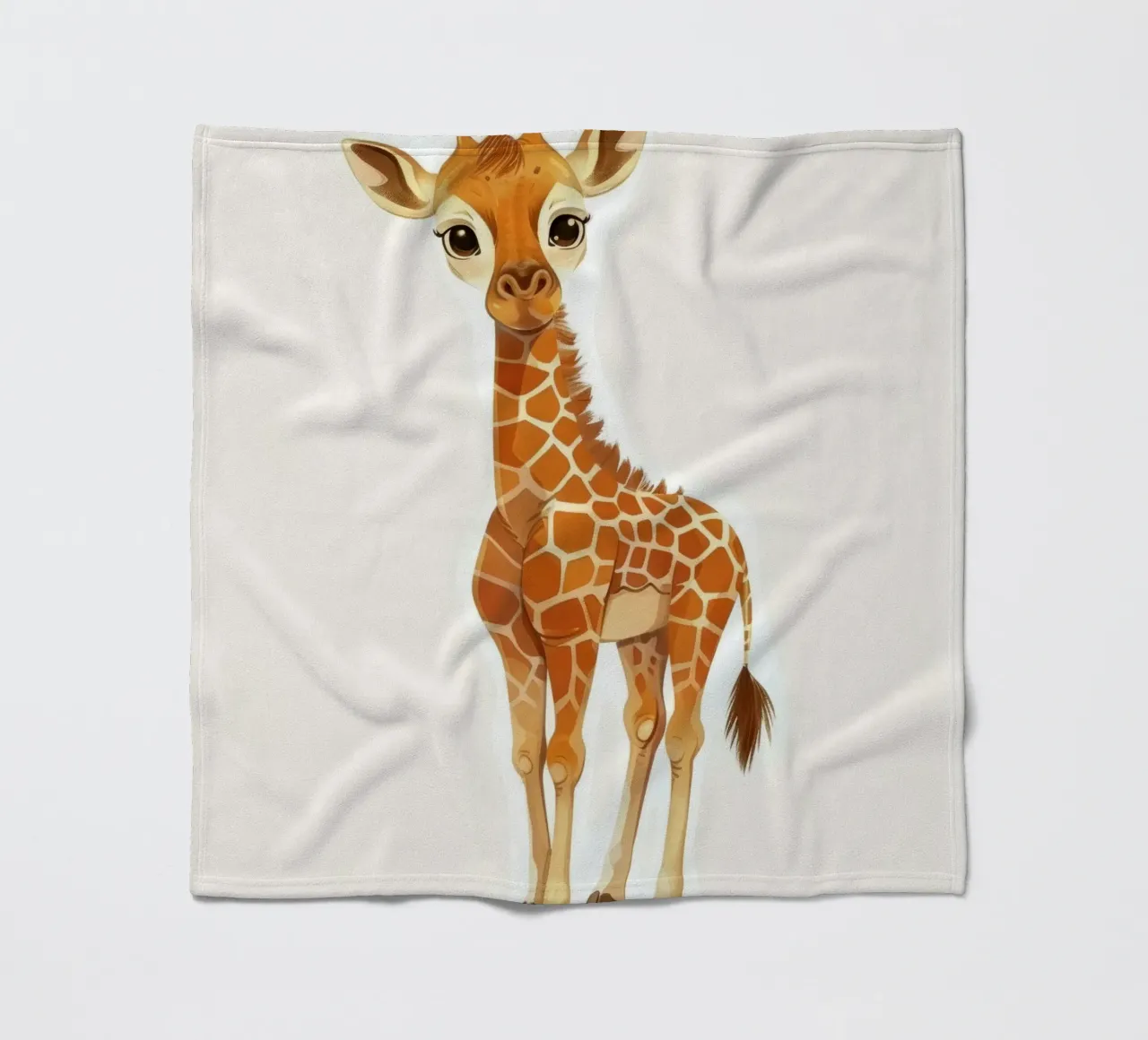 Giraffe character standing with a curious expression fleece blanket by DesignDoodle
