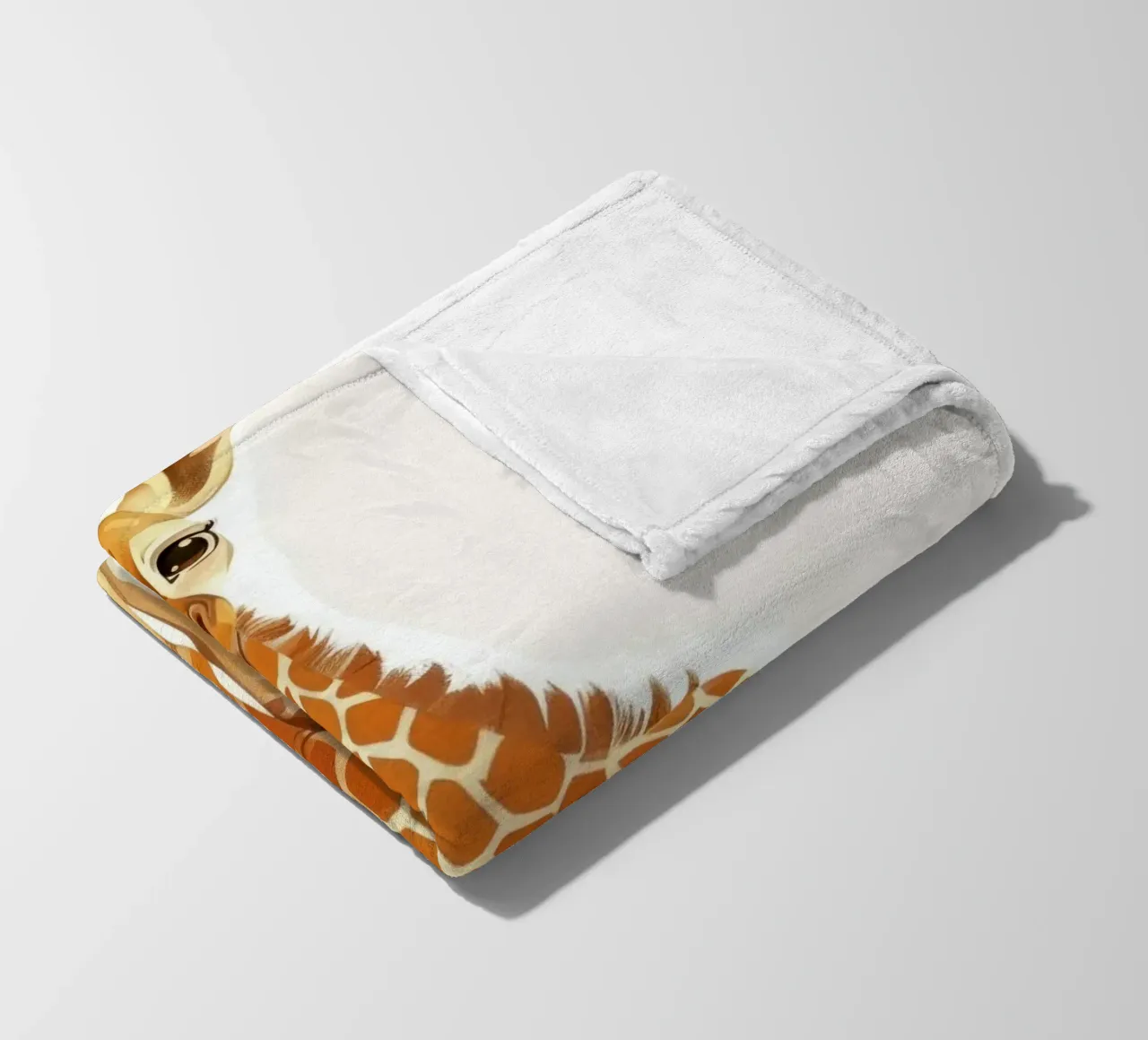 Giraffe character standing with a curious expression fleece blanket by DesignDoodle