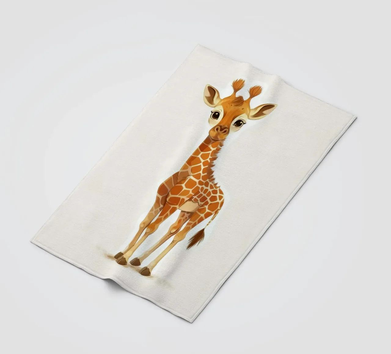 Giraffe character standing with a curious expression fleece blanket by DesignDoodle