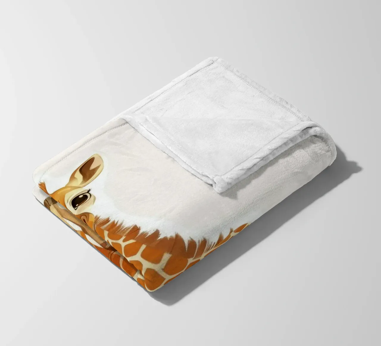 Giraffe character standing with a curious expression fleece blanket by DesignDoodle