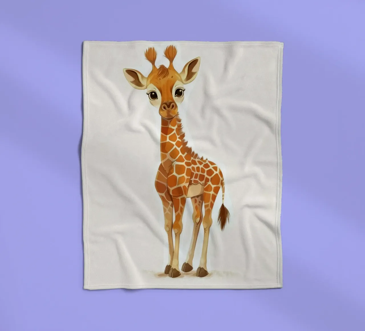 Giraffe character standing with a curious expression fleece blanket by DesignDoodle