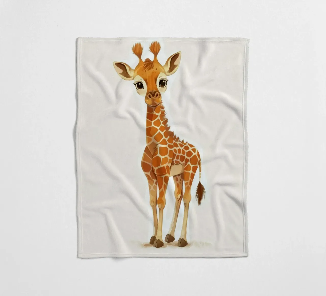 Giraffe character standing with a curious expression fleece blanket by DesignDoodle