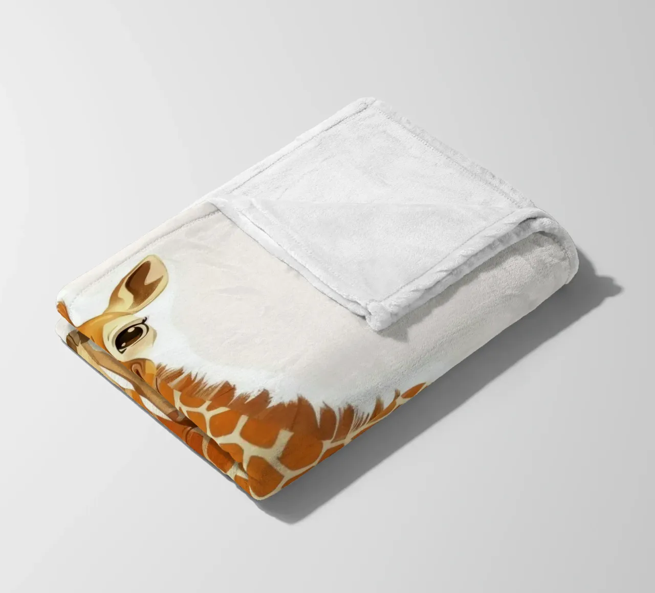 Giraffe character standing with a curious expression fleece blanket by DesignDoodle