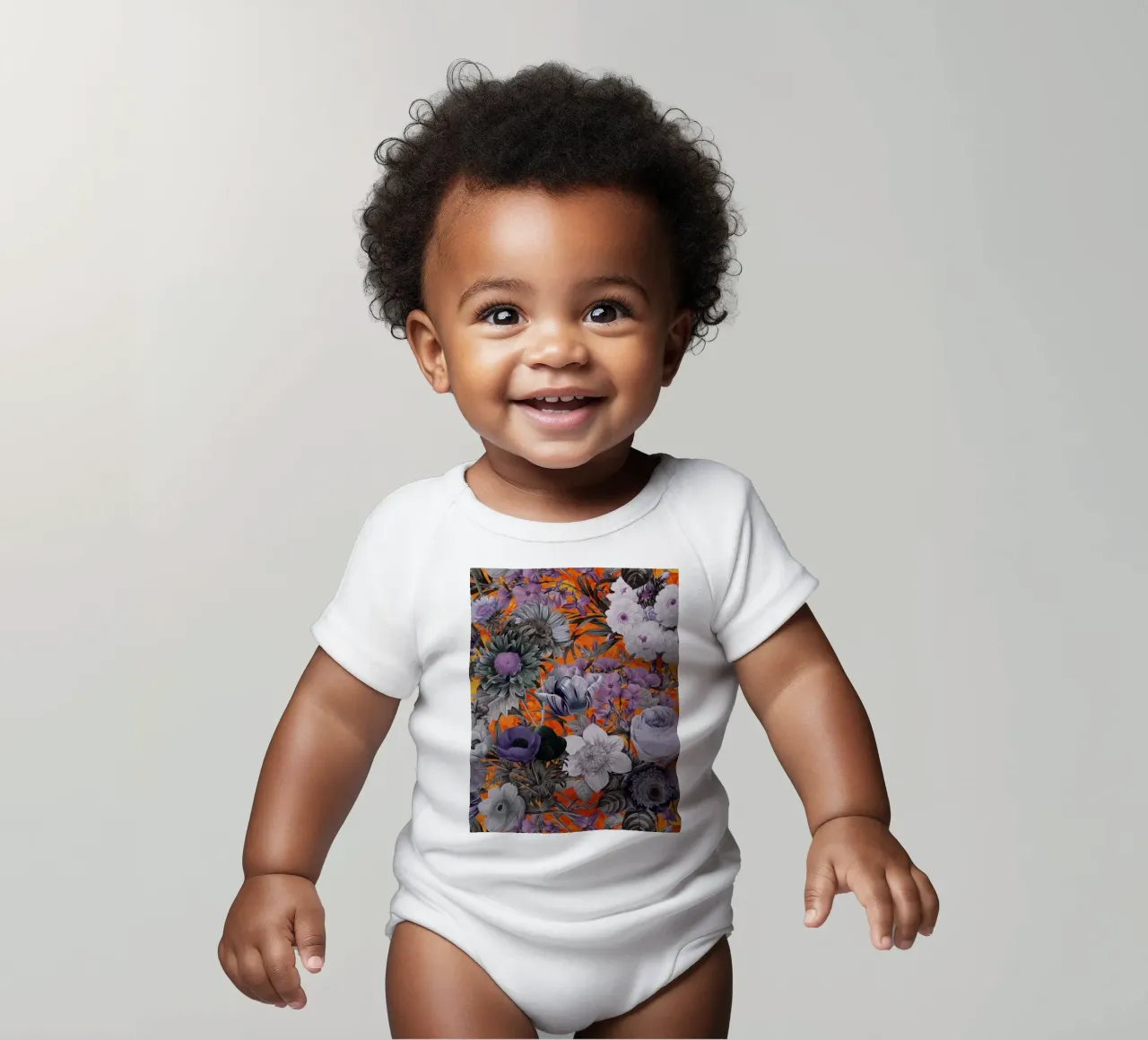 Magical Garden IX short-sleeve baby romper by burcukorkmazyurek