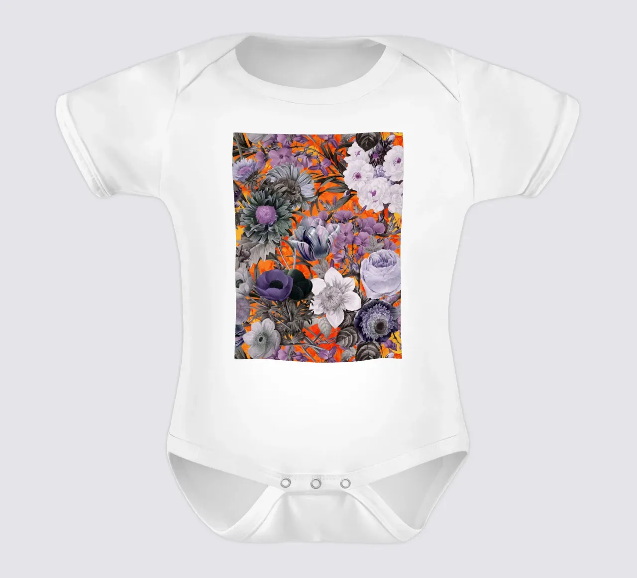 Magical Garden IX short-sleeve baby romper by burcukorkmazyurek