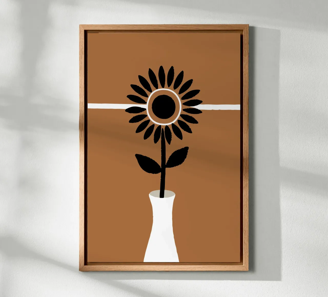 Sunflower Vase canvas with Floater frame by TRENDY POSTER SHOP
