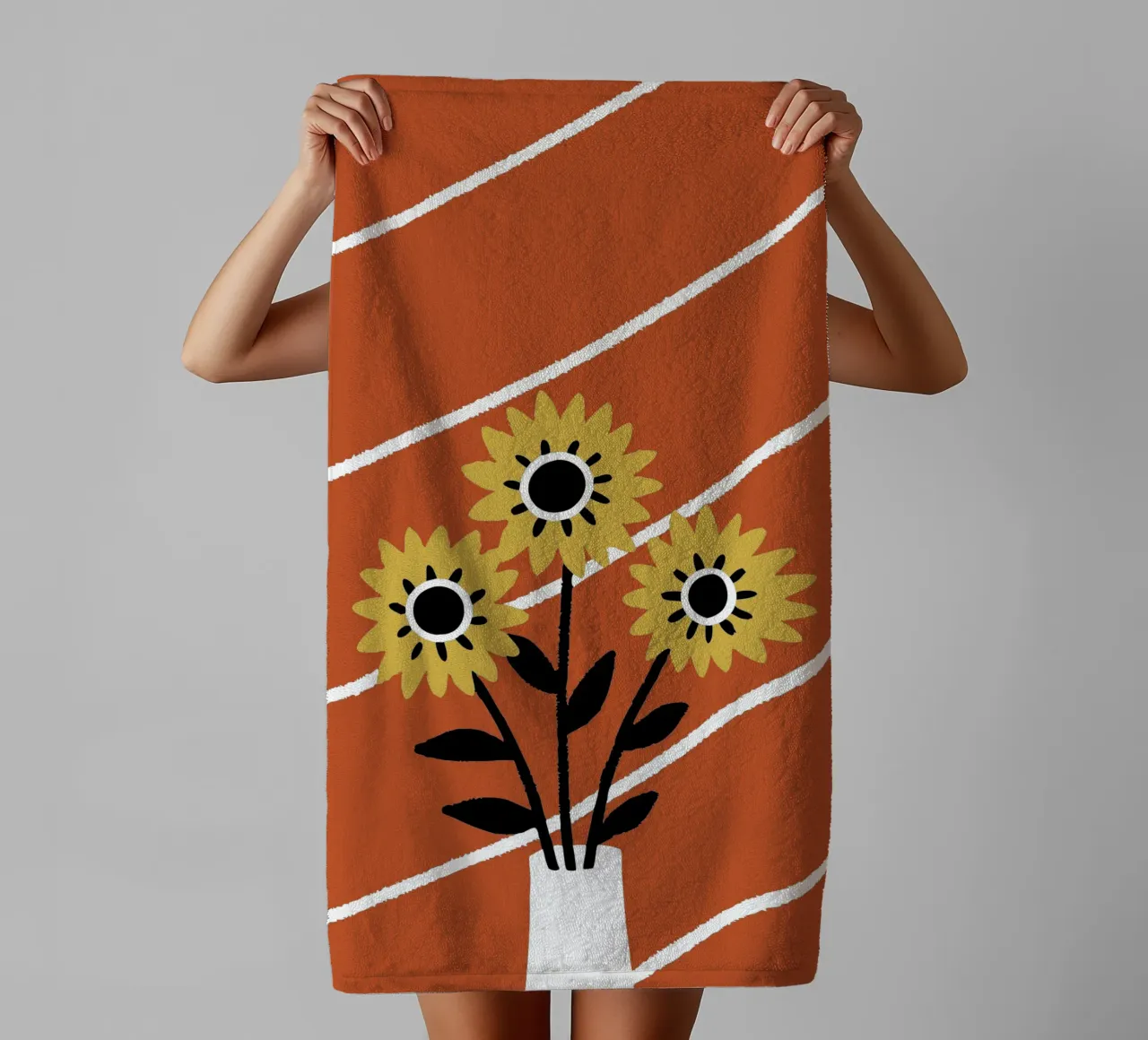 Vaso di girasoli asciugamano da bagno da TRENDY POSTER SHOP